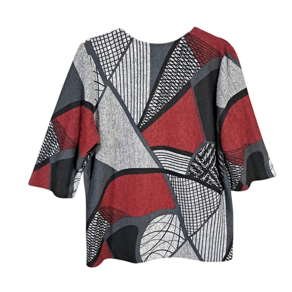 VTG Paloma Carmin Top Sweater Abstract Artsy 3/4 Sleeve Size XL Lightweight Boho - Picture 3 of 11